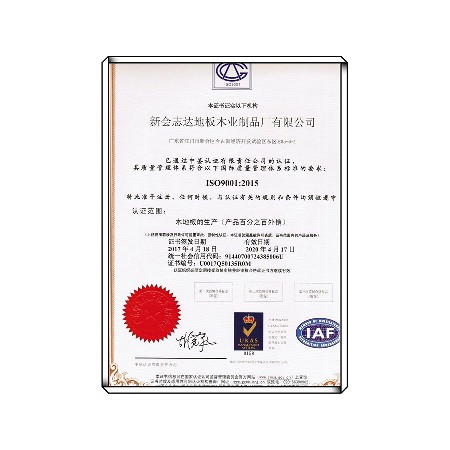 ISO9001： 2015版证书